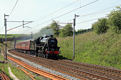 Stanier LMS class 5 44871 at Beckfoot with 1Z86 06.25 London Euston - Carlisle The Cumbrian Mountain Express 11th May 2024. (steam on from Carnforth)