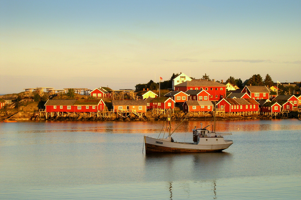 Golden hour at Reine - view from small Andøya island