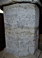 middleton stoney church, oxon (12) c17 inscription on font claiming the edward the confessor was baptised in it, from king's chapel in islip