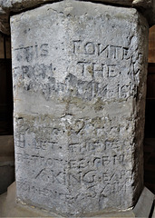 middleton stoney church, oxon (11) c17 inscription on font claiming the edward the confessor was baptised in it, from king's chapel in islip