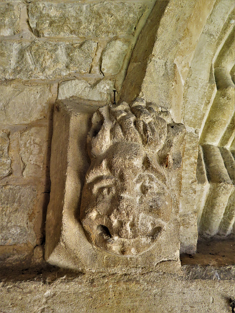 middleton stoney church, oxon (7) later headstop on c12 south doorway