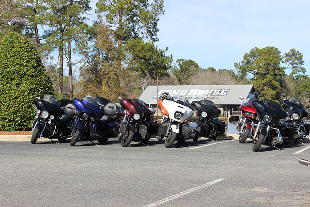 photo # 5)  Just a small section of a large Military Vets Ride,  stopping in our town on Jan 1st , 2020