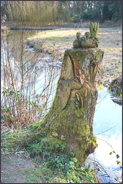 Ducks and other carvings.