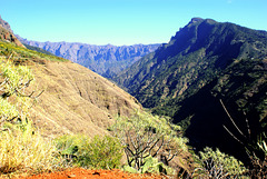 Blick in den Barranco de las Angustias (Schlucht der Ängste) in Richtung Caldera Taburiente von der Westseite der Insel aus.  ©UdoSm