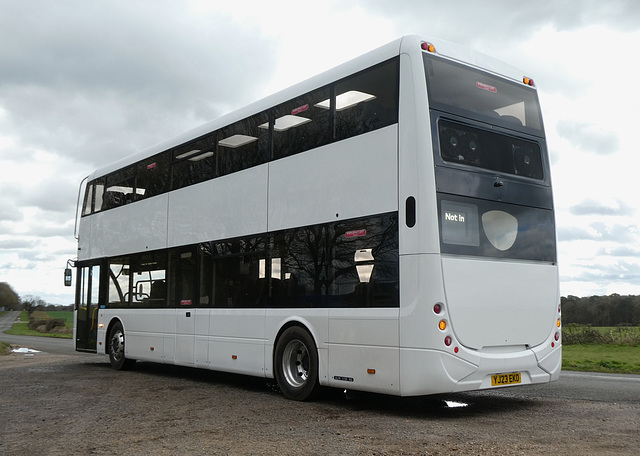 Mulleys Motorways YJ23 EKO near Honington - 25 Mar 2023 (P1140732)