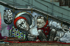 Artiste Akelo . Fresque éphémère à ciel ouvert au Spot 13 à Paris