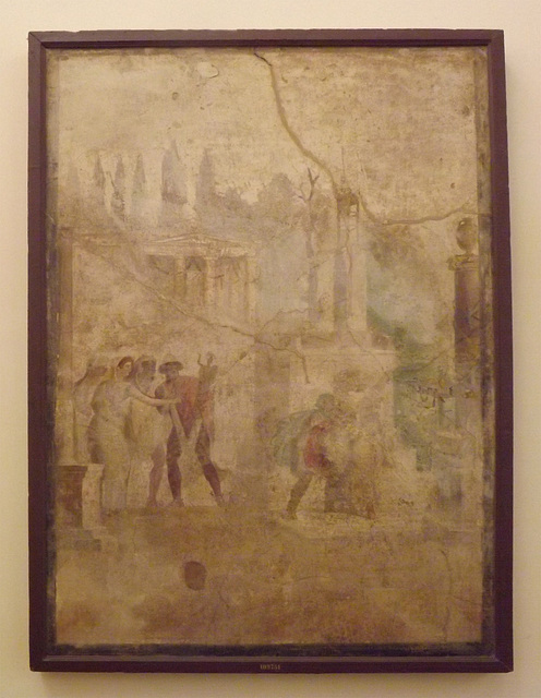 Wall Painting with Odysseus with the Palladium and Cassandra Seeking Refuge from Pompeii in the Naples Archaeological Museum, July 2012