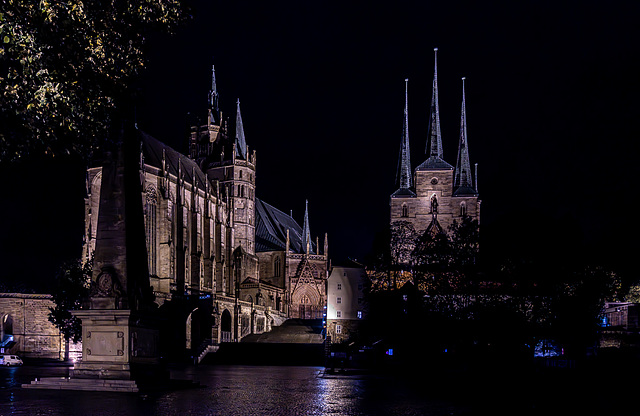 Domplatz Erfurt bei Nacht