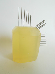 soap and acupuncture needles