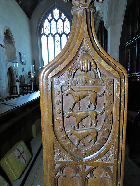 mere church, wilts , stalls with heraldry of rector gilbert kymer 1449-63.