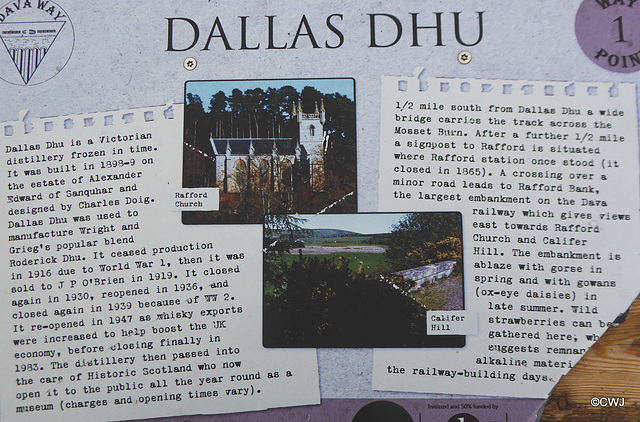 The Historic Dallas Dhu Distillery, now a museum is beside the Dava Way.