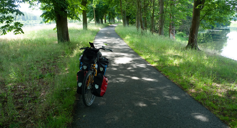 Am Spreeradweg. Links die Spree, rechts der Spreekanal