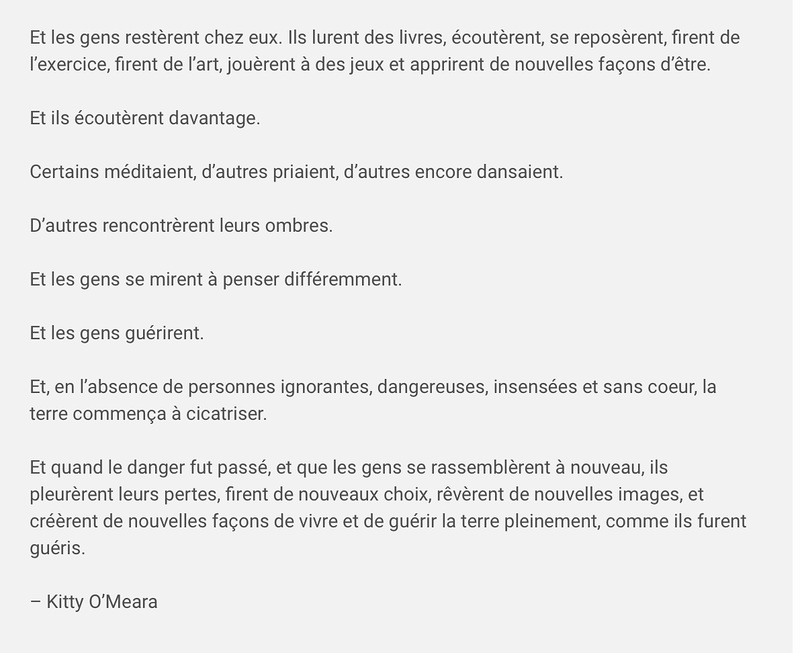 Et les gens restèrent chez eux
