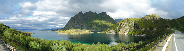 Bay Falkfjordhamn and Falkfjorden with Nippen ridge - near Falkfjord tunnel