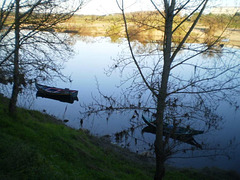 Quiet boats on River Tagus.