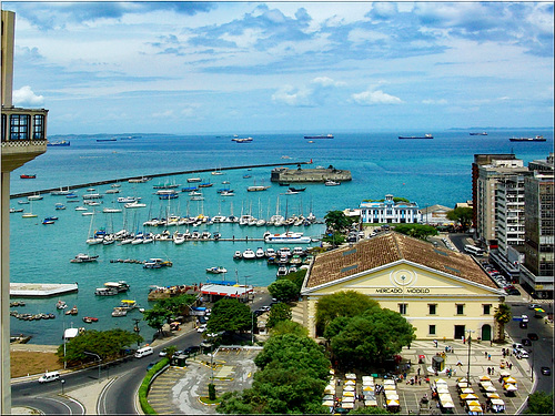 Il porto di Salvador de Bahìa ripreso dall'alto del Elevador Lacerda