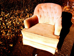 Pink velvet chair