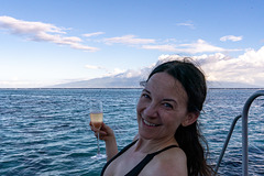 Birthday drink looking out over the island of Tahiti