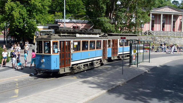 Straßenbahn beim Abba-Museum, Stockholm