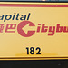 Capital Citybus fleetname on 182 (J182 HME) (163-11)