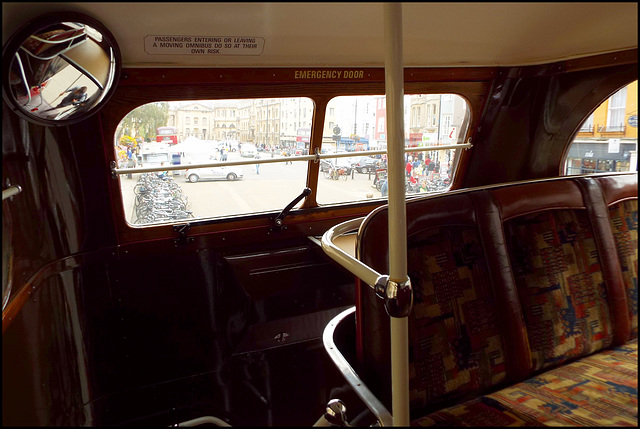 back seat on an old bus