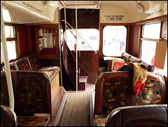 downstairs in an old bus