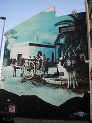 Mural with old scene.