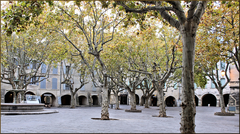 Uzès (30) 22 novembre 2013. La Place aux Herbes.