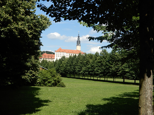 Blick auf Schloss Wesenstein im Müglitztal