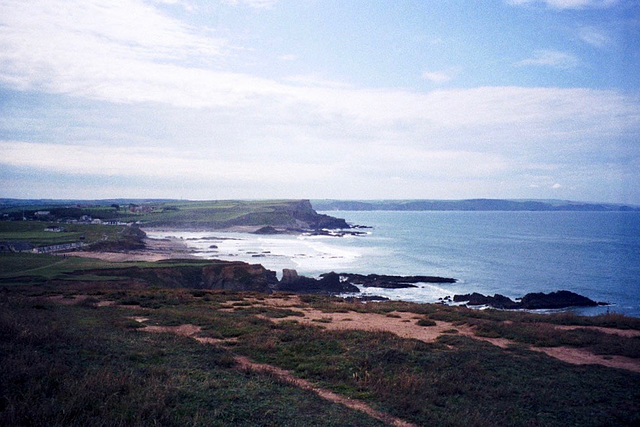 Looking across Bude Haven from Maer Down (Scan from August 1992)