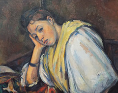 Detail of Young Italian Woman at a Table by Cezanne in the Getty Center, June 2016