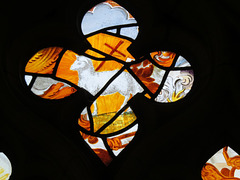 exeter cathedral, devon, c18 glass by william peckitt of 1766 from his heraldic west window, now in the cloisters