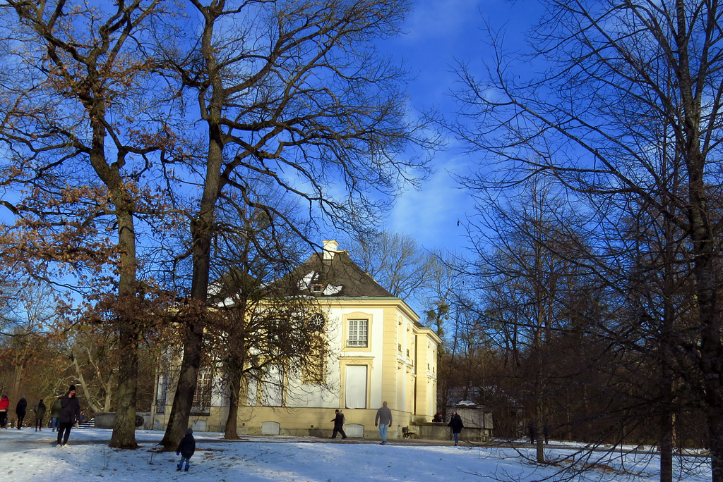 View of the Badenburg. Nymphenburg Palace Park, Munich.