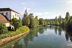 Rheinau - Ausblick von der Brücke am Klosterplatz