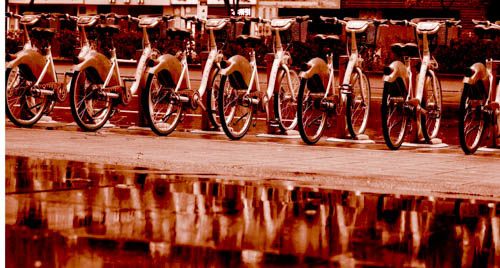 taipei bikes sepia