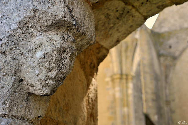 Tête sculptée à l'entrée de l'église Saint-Lubin de Yèvre-le-Châtel - Loiret