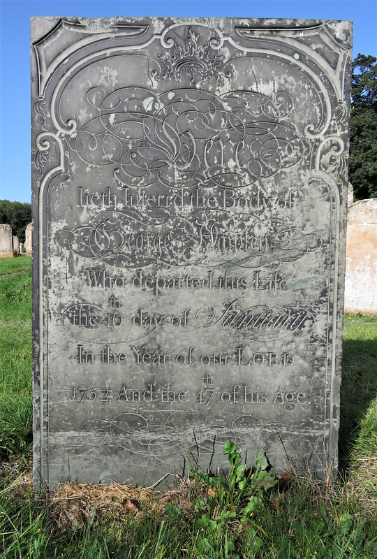 exton church, rutland  (2) c18 slate gravestone of george hamsen +1752