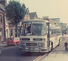 Whites Coaches AMJ 735L in Aldershot - 3 Jul 1976