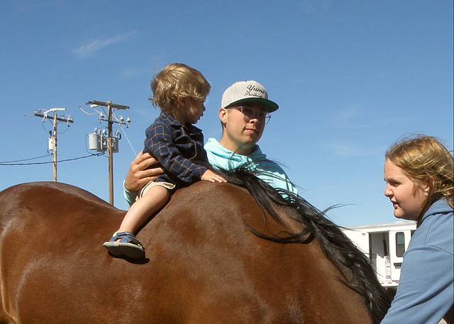 Little cutie was delighted by the horse