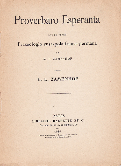 Proverbaro Esperanta 1910