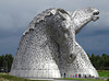 Kelpies with disappeared  hills and sunshine