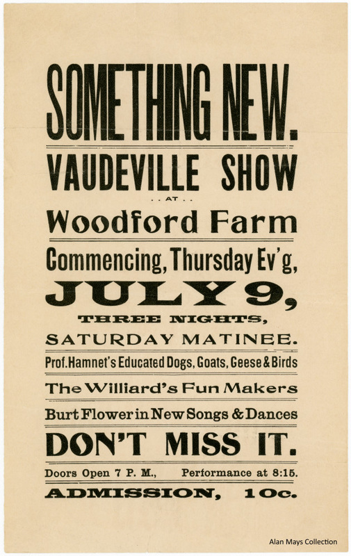 Something New — Vaudeville Show at Woodford Farm, Ogdensburg, New York, July 9, 1903
