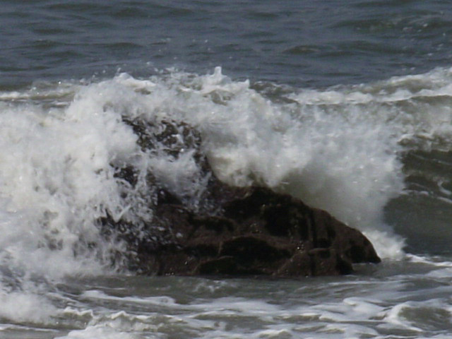 The rocks make fantastic blocks to the waves