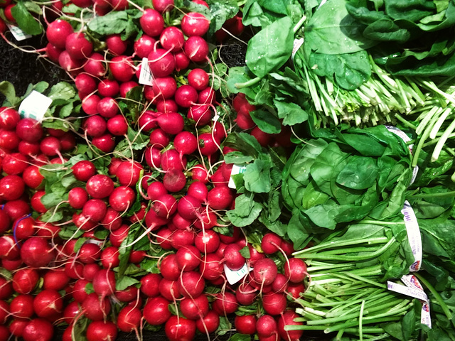 Radishes, spinach