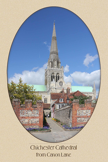 Chichester Cathedral from Canon Lane 12 4 2011