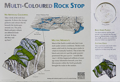 The 'Multi-couloured Rock Stop' information board