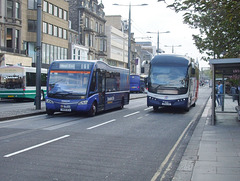 DSCF7401 Lothian Buses 281 (SN08 BZA) and Stagecoach Scotland 54105 (SP61 CXA) in Edinburgh - 8 May 2017