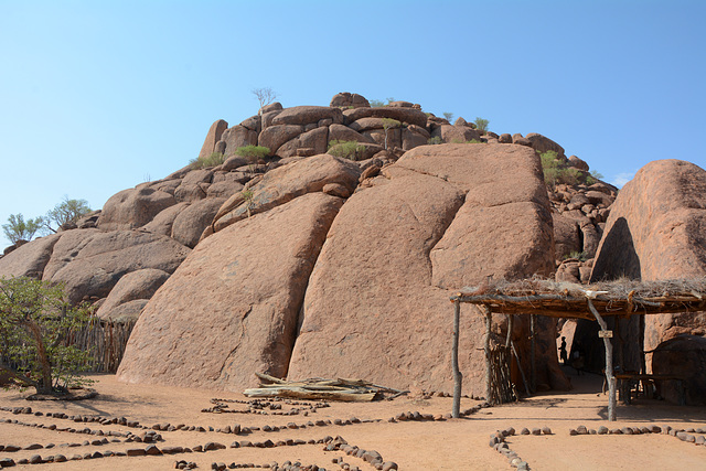 Namibia, Mount Mowani and the Entrance to the Damara Living Museum