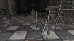 Ghostly Figure behind Wheelchair
