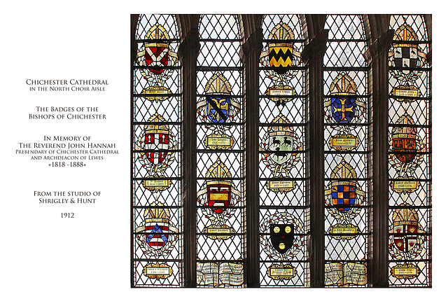 Chichester Cathedral - Badges of Bishops - IM Rev John Hannah - by Shrigley & Hunt 1912